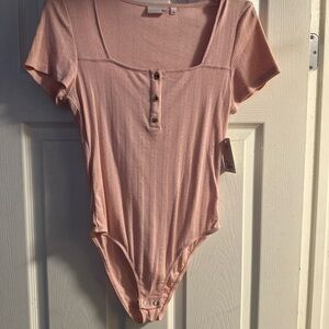SO Light Pink Ribbed Bodysuit